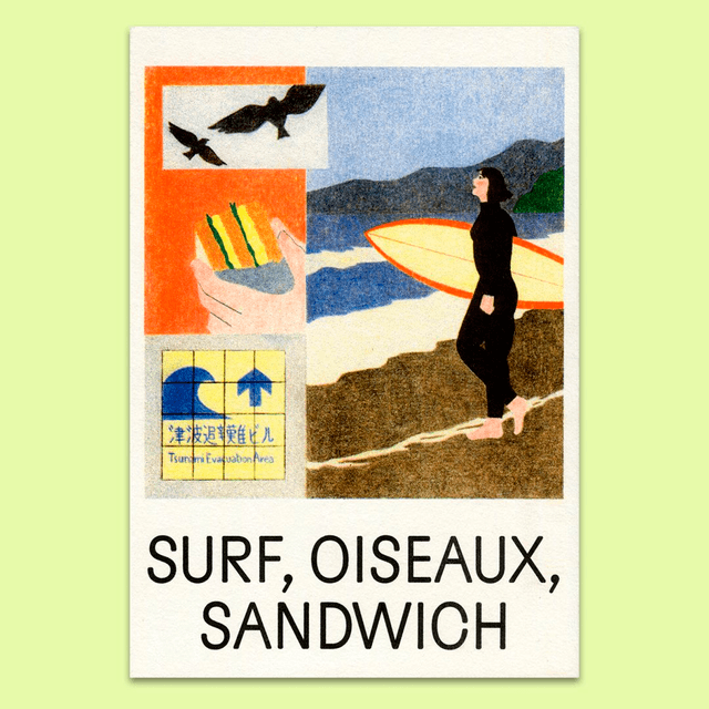 Surf, oiseaux, sandwich (risographie format A5) 