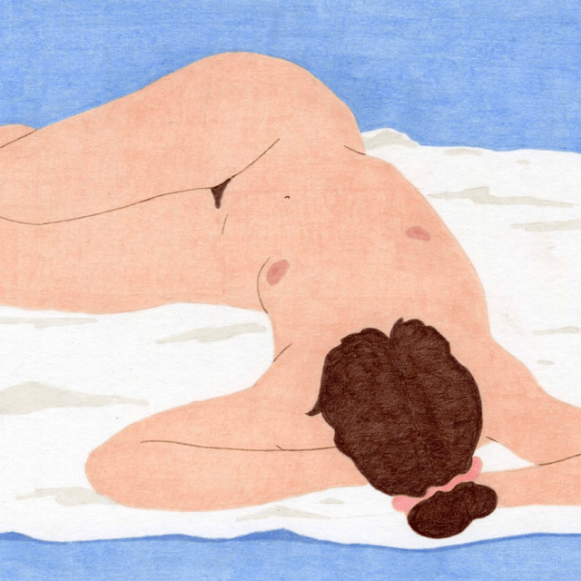 Nu sur fond bleu, dessin original format A4