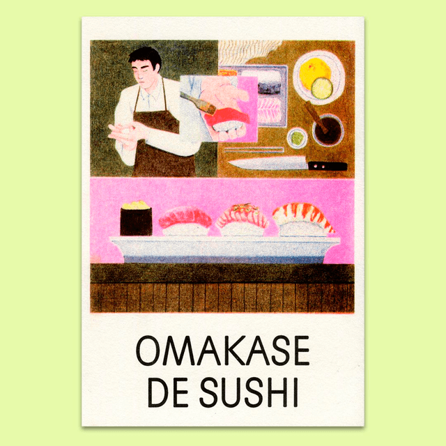 Omakase de sushi (risographie format A5)